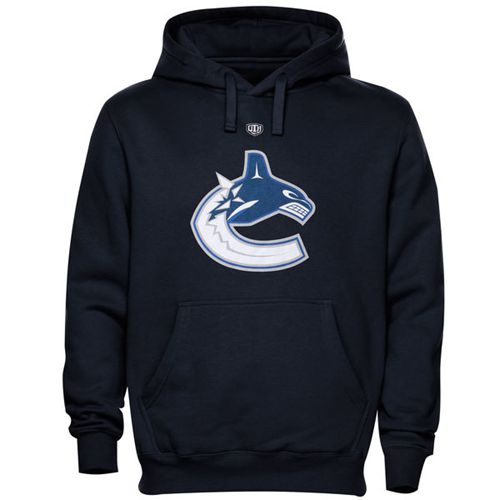 Vancouver Canucks Navy Blue Old Time Hockey Big Logo With Crest Pullover Hoodie