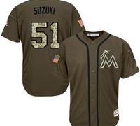 Florida Marlins #51 Ichiro Suzuki Green Salute to Service Stitched Baseball Jersey