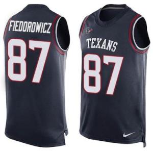 Nike Houston Texans #87 C.J. Fiedorowicz Navy Blue Color Men's Stitched NFL Name-Number Tank Tops Jersey