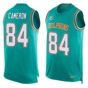 Nike Miami Dolphins #84 Jordan Cameron Aqua Green Color Men's Stitched NFL Name-Number Tank Tops Jersey