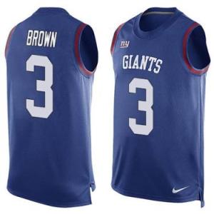 Nike New York Giants #3 Josh Brown Royal Blue Color Men's Stitched NFL Name-Number Tank Tops Jersey