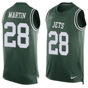 Nike New York Jets #28 Curtis Martin Green Color Men's Stitched NFL Name-Number Tank Tops Jersey