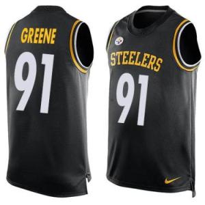 Nike Pittsburgh Steelers #91 Kevin Greene Black Color Men's Stitched NFL Name-Number Tank Tops Jersey
