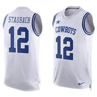 Nike Dallas Cowboys #12 Roger Staubach White Men's Stitched NFL Name-Number Tank Tops Jersey