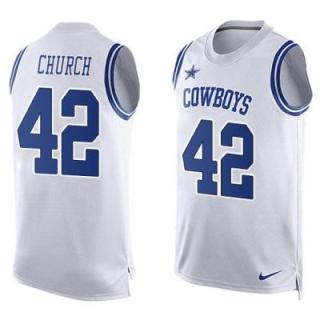 Nike Dallas Cowboys #42 Barry Church White Men's Stitched NFL Name-Number Tank Tops Jersey