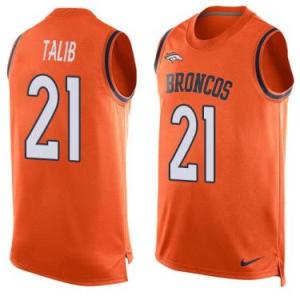 Nike Denver Broncos #21 Aqib Talib Orange Color Men's Stitched NFL Name-Number Tank Tops Jersey