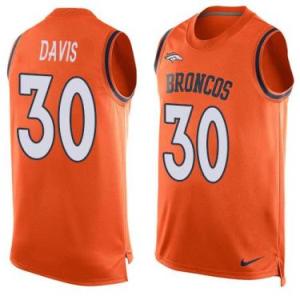 Nike Denver Broncos #30 Terrell Davis Orange Color Men's Stitched NFL Name-Number Tank Tops Jersey