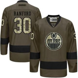 Edmonton Oilers #30 Bill Ranford Green Salute To Service Men's Stitched Reebok NHL Jerseys