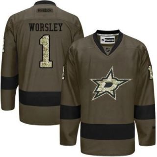 Dallas Stars #1 Gump Worsley Green Salute To Service Men's Stitched Reebok NHL Jerseys
