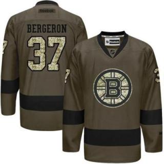 Boston Bruins #37 Patrice Bergeron Green Salute To Service Men's Stitched Reebok NHL Jerseys