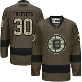 Boston Bruins #30 Gerry Cheevers Green Salute To Service Men's Stitched Reebok NHL Jerseys
