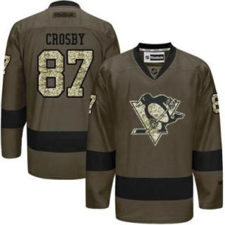 Pittsburgh Penguins #87 Sidney Crosby Green Salute To Service Men's Stitched Reebok NHL Jerseys
