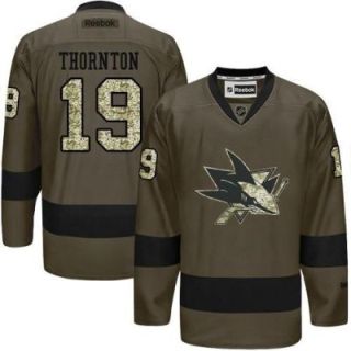 San Jose Sharks #19 Joe Thornton Green Salute To Service Men's Stitched Reebok NHL Jerseys