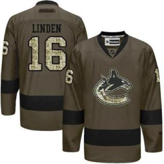 Vancouver Canucks #16 Trevor Linden Green Salute To Service Men's Stitched Reebok NHL Jerseys