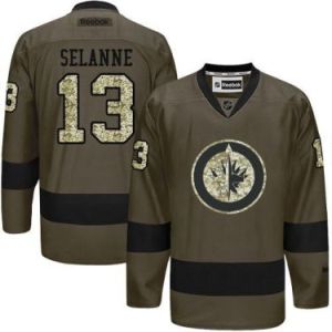 Winnipeg Jets #13 Teemu Selanne Green Salute To Service Men's Stitched Reebok NHL Jerseys