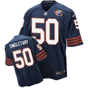 Nike Chicago Bears #50 Mike Singletary Navy Blue Throwback Mens Stitched NFL Elite Jersey