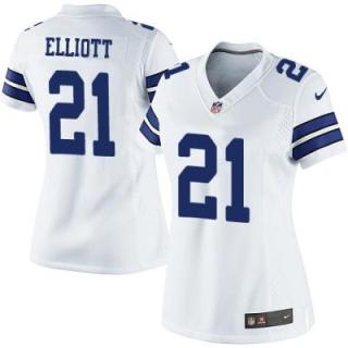 Women's Nike Dallas Cowboys #21 Ezekiel Elliott White Stitched NFL Limited Jersey