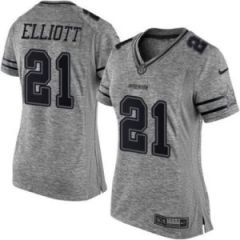 Women's Nike Dallas Cowboys #21 Ezekiel Elliott Gray Stitched NFL Limited Gridiron Gray Jersey