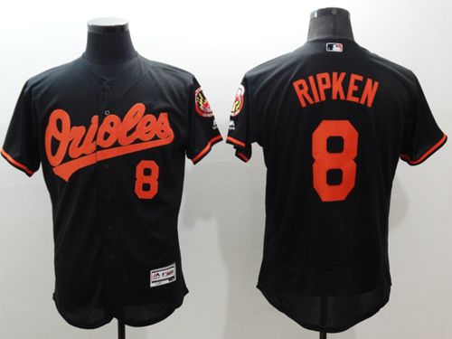 Baltimore Orioles #8 Cal Ripken Black Flex Base Authentic Collection Stitched Baseball Jersey