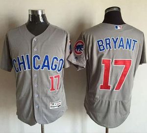 Chicago Cubs #17 Kris Bryant Grey Flexbase Authentic Collection Road Majestic Mens Stitched Baseball Jersey