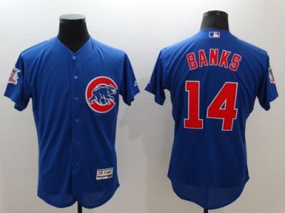 Chicago Cubs #14 Ernie Banks Blue Flex Base Authentic Collection Stitched Baseball Jersey