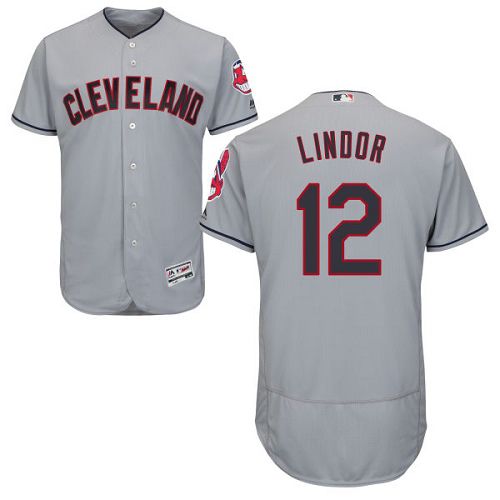 Cleveland Indians #12 Francisco Lindor Grey Flexbase Authentic Collection Stitched Baseball Jersey