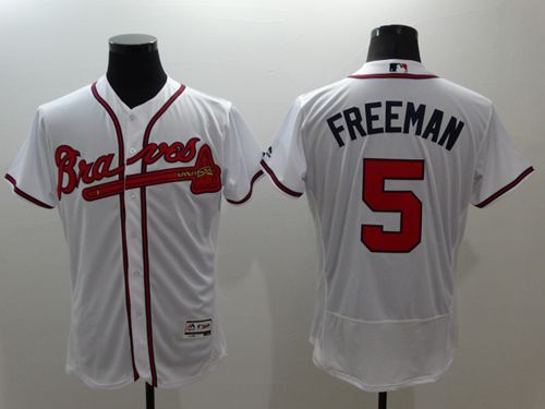 Atlanta Braves #5 Freddie Freeman White Flex Base Authentic Collection Stitched Baseball Jersey