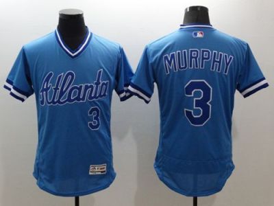 Atlanta Braves #3 Dale Murphy Light Blue Flexbase Authentic Collection Cooperstown Majestic Mens Stitched Baseball Jersey