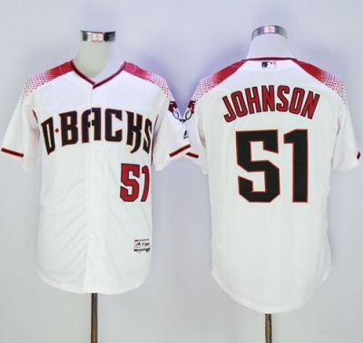 Diamondbacks #51 Randy Johnson White-Brick New Cool Base Stitched Baseball Jersey