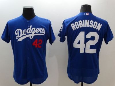 Los Angeles Dodgers #42 Jackie Robinson Blue Flex Base Authentic Collection Stitched Baseball Jersey