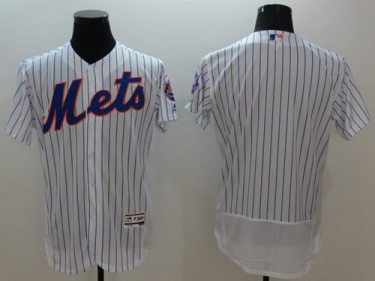 New York Mets Blank White(Blue Strip) Flex Base Authentic Collection Stitched Baseball Jersey