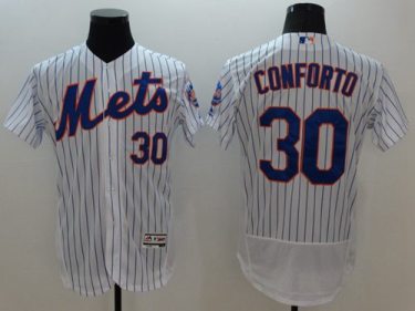 New York Mets #30 Michael Conforto White(Blue Strip) Flex Base Authentic Collection Stitched Baseball Jersey