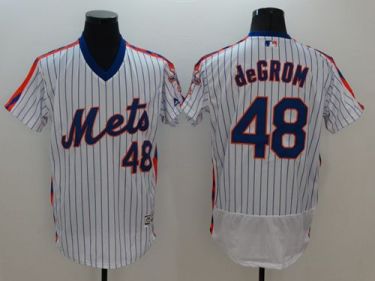 New York Mets #48 Jacob DeGrom White(Blue Strip) Flexbase Authentic Collection Alternate Stitched Baseball Jersey