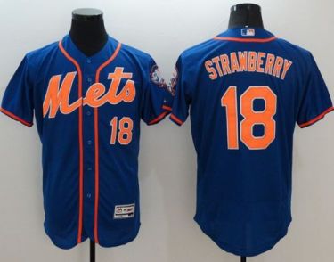 New York Mets #18 Darryl Strawberry Blue Flexbase Authentic Collection Stitched Baseball Jersey
