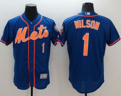 New York Mets #1 Mookie Wilson Blue Flexbase Authentic Collection Stitched Baseball Jersey