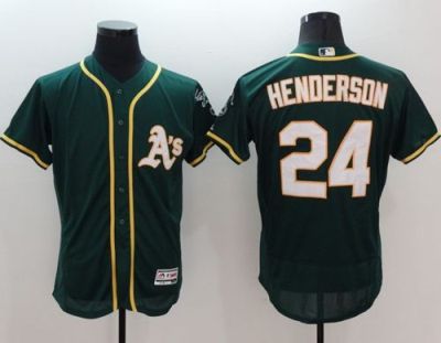 Oakland Athletics #24 Rickey Henderson Green Flexbase Authentic Collection Stitched Baseball Jersey