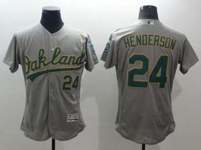 Oakland Athletics #24 Rickey Henderson Grey Flexbase Authentic Collection Mens Stitched Baseball Jersey