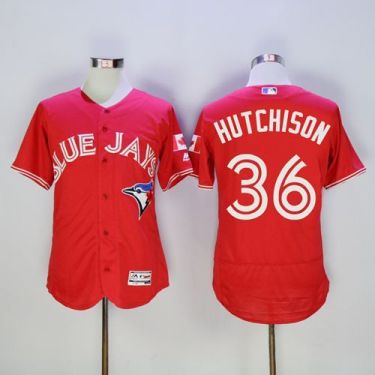 Toronto Blue Jays #36 Drew Hutchison Red Flex Base Authentic Collection Canada Day Stitched Baseball Jersey