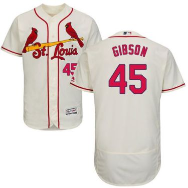 St Louis Cardinals #45 Bob Gibson Cream Flexbase Authentic Collection Stitched Baseball Jersey