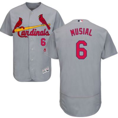 St Louis Cardinals #6 Stan Musial Grey Flexbase Authentic Collection Stitched Baseball Jersey