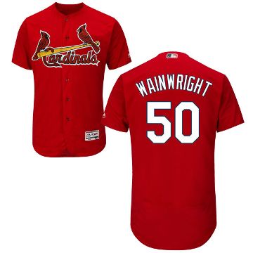 St Louis Cardinals #50 Adam Wainwright Men's Majestic Red Flexbase Authentic Collection Jersey