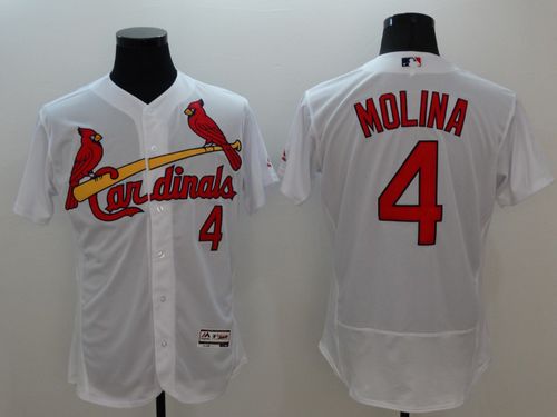 St Louis Cardinals #4 Yadier Molina White Flex Base Authentic Collection Stitched Baseball Jersey