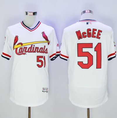 St Louis Cardinals #51 Willie McGee White Flexbase Authentic Collection Cooperstown Stitched Baseball Jersey