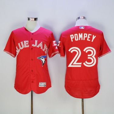 Toronto Blue Jays #23 Dalton Pompey Red Flex Base Authentic Collection Canada Day Stitched Baseball Jersey