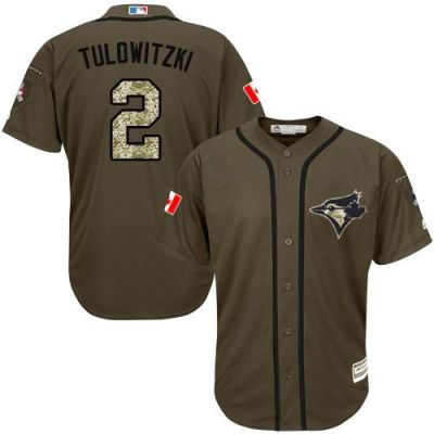 Toronto Blue Jays #2 Troy Tulowitzki Green Salute To Service Stitched Baseball Jersey