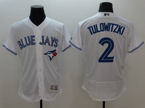 Toronto Blue Jays #2 Troy Tulowitzki White Flexbase Authentic Collection Stitched Baseball Jersey