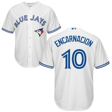 Youth Toronto Blue Jays #10 Edwin Encarnacion Majestic White Cool Base Jersey