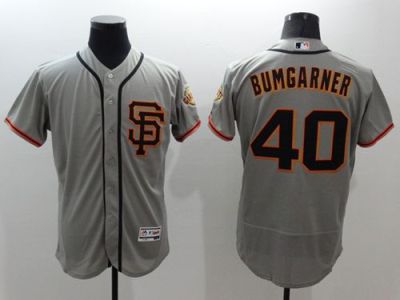 San Francisco Giants #40 Madison Bumgarner Grey Flex Base Authentic Collection Road 2 Stitched Baseball Jersey