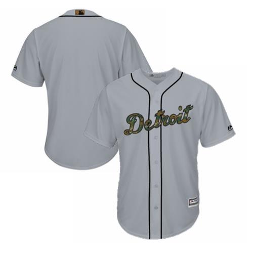 Men's Detroit Tigers Blank Majestic Gray 2016 Memorial Day Fashion Cool Base Stitched Jersey