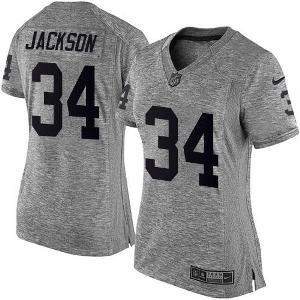 Women's Nike Oakland Raiders #34 Bo Jackson Gray Stitched NFL Limited Gridiron Gray Fashion Jersey